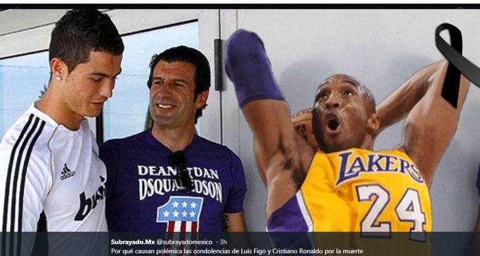 Cristiano Ronaldo dan Luis Figo mengucapkan belasungkawa atas kematian Kobe Bryant.