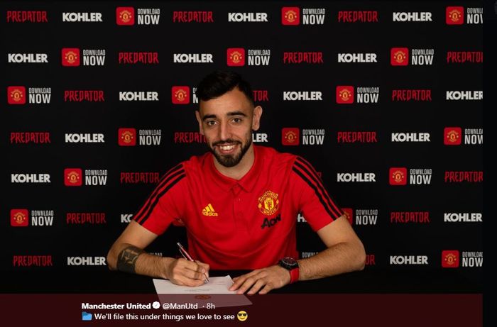 Bruno Fernandes diakuisisi Manchester United dari Sporting CP.