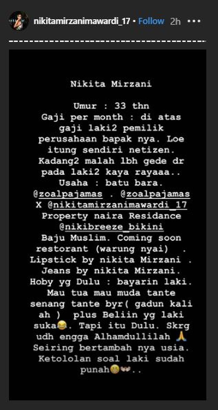Sumber kekayaan Nikita Mirzani