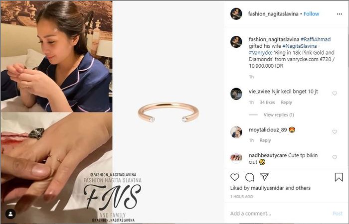 cincin yang diberikan Raffi Ahmad sebagai Hadiah untuk Nagita Slavina.