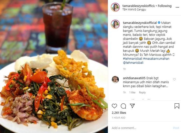 Tamara Bleszynski tak malu nggah foto makan siang sederhananya