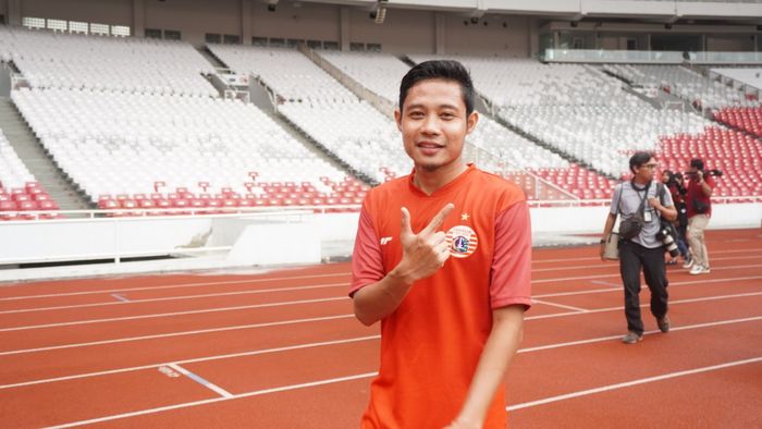 Gelandang Persija Jakarta, Evan Dimas, di Stadion Utama Gelora Bung Karno (SUGBK), Jumat (7/2/2020).