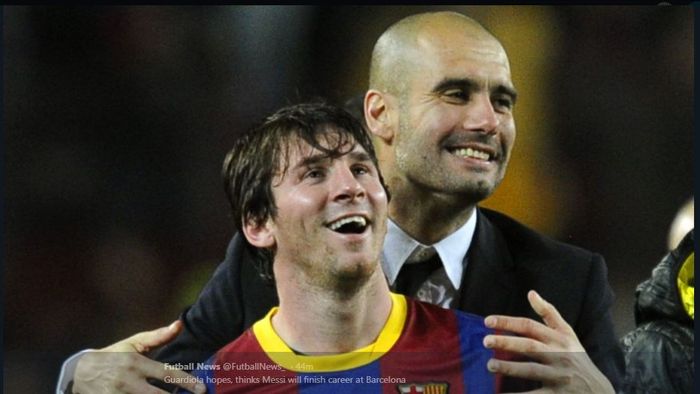 Lionel Messi dan Pep Guardiola saat masih sama-sama di Barcelona.