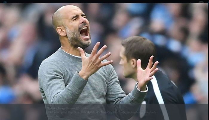 Reaksi pelatih Manchester City, Pep Guardiola.