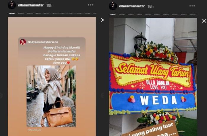 Melalui akun media sosial pribadinya, Olla memposting beberapa ucapan selamat ulang tahun.