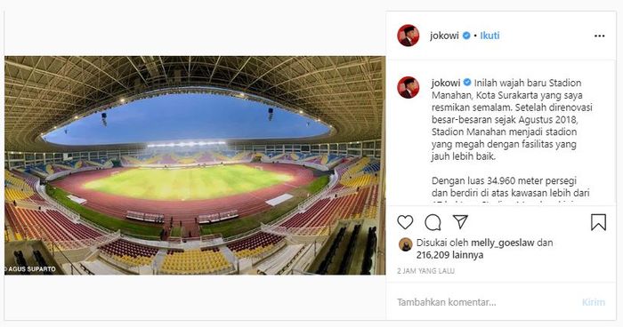 Unggahan Instagram Presiden Jokowi