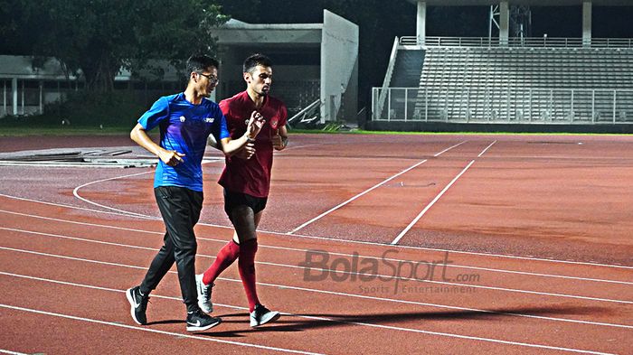 Stefano Lilipaly sedang latihan terpisah dengan Timnas Senior Indonesia di lapangan Madya, Jakarta (14/02/2020)