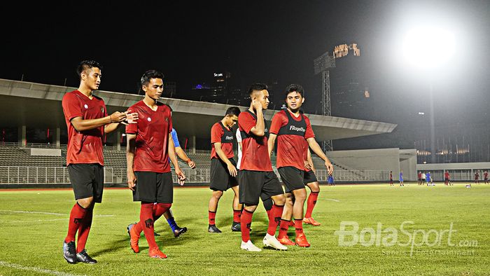 Timnas Senior Indonesia sedang latihan di Lapangan Madya, Jakarta (14/02/2020)