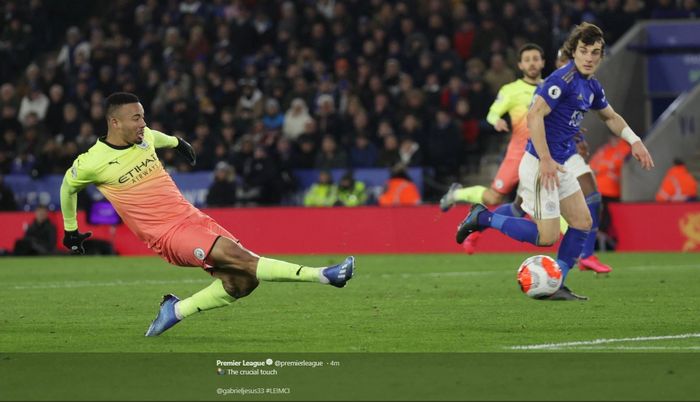 Gabriel Jesus saat laga Manchester City Vs Leicester City di King Power Stadium pada pekan ke-27 Liga Inggris, Sabtu (22/2/2020).