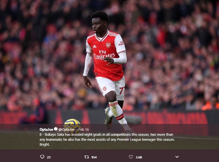 Bek sayap Arsenal, Bukayo Saka.