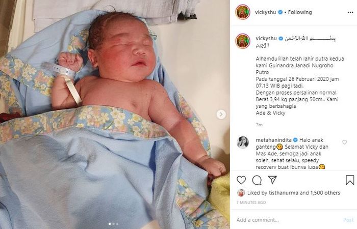 Vicky Shu lahirkan anak keduanya secara normal.