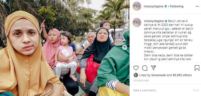 Rumah Nycta Gina terendam banjir lagi.