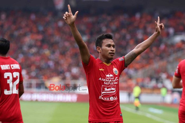 Osvaldo Haay, merayakan gol yang dicetaknya dalam laga Persija vs Borneo FC di pekan pertama Shopee Liga 1 2020, Minggu (1/3/2020) di Stadion Utama Gelora Bung Karno, Jakarta.