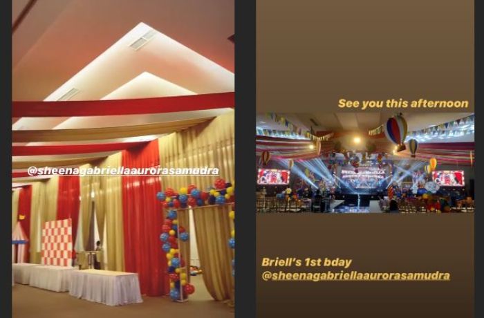 Dekorasi ruangan acara ulang tahun Sheenagabriella Aurora Samudra  Anak perempuan Momo Geisha