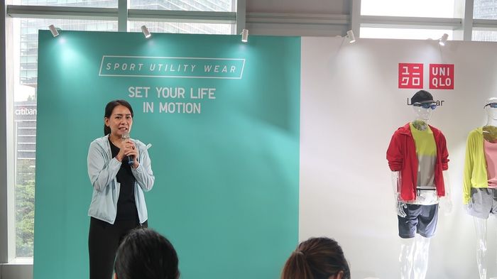 Public Relations Manager UNIQLO Indonesia, Stefanie Saragih, berbicara dalam acara Fun Sport Session with UNIQLO di Jakarta, Jumat (28/2/2020).