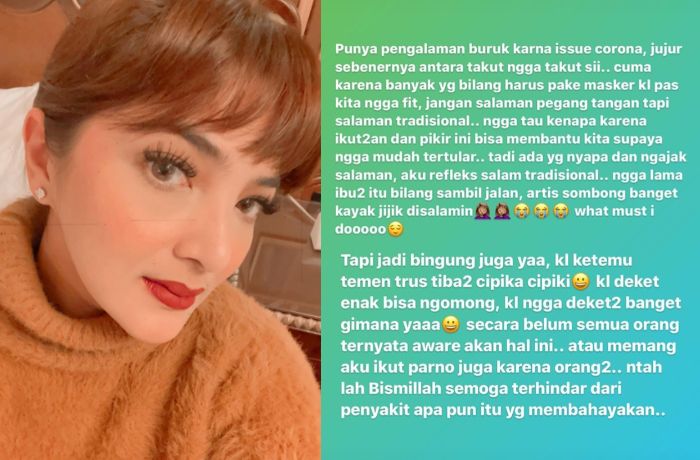 Unggahan Ashanty yang enggan salaman.