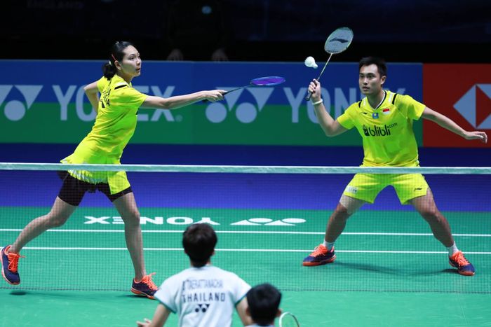 Aksi ganda campuran Indonesia, Hafiz Faizal/Gloria Emanuelle Widjaja pada babak perempat final All England Open 2020, Jumat (13/3/2020)