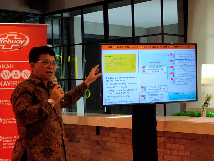 dr. Syahril saat menjelaskan covid-19, Jumat (13/3/2020). 