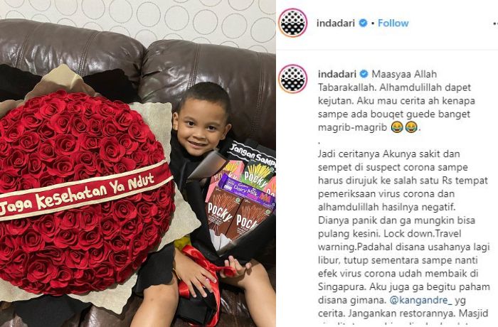 Curhatan Indadari saat dirujuk ke rumah sakit karena didiagnosa suspect corona.