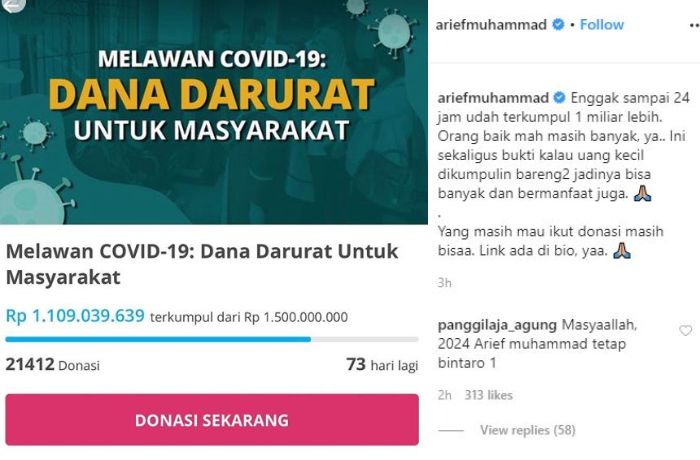  Youtuber terkenal Arief Muhammad berhasil kumpulkan dana melawan Covid-19 untuk masyarakat