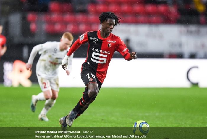 Gelandang bertahan Rennes, Eduardo Camavinga.