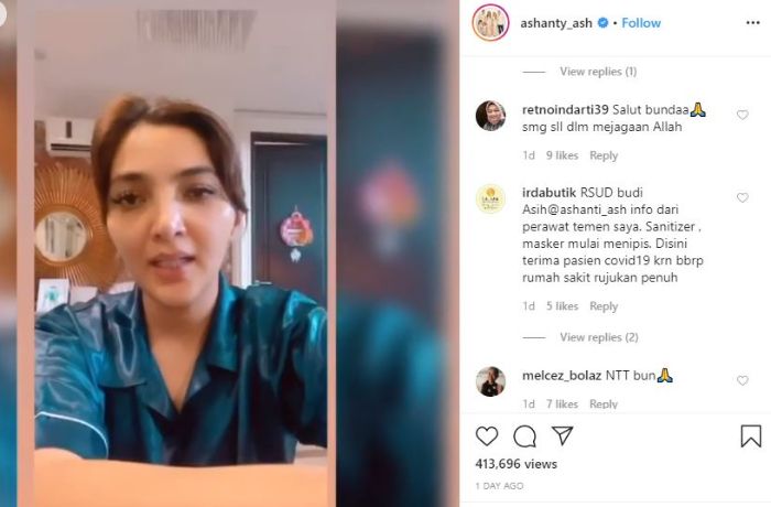 Ashanty meminta tolong kepada netizen untuk memberikan informasi rumah sakit yang ada di Jakarta.