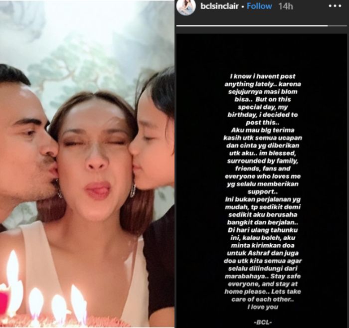 (Kiri) Bunga Citra Lestari bersama mendiang Ashraf Sinclair dan putranya, Noah Sinclair