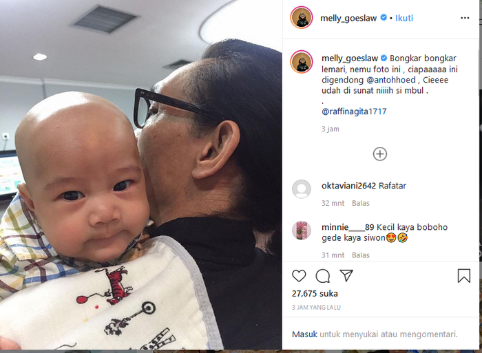 Postingan Melly Goeslaw di akun Instagramnya.