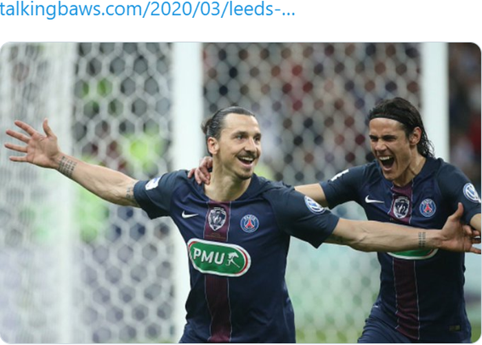 Dua pemain yang menyandang status sebagai top skorer Paris Saint-Germain, Edinson Cavani (Kanan) dan Zlatan Ibrahimovic, sempat diincar oleh Leeds United.