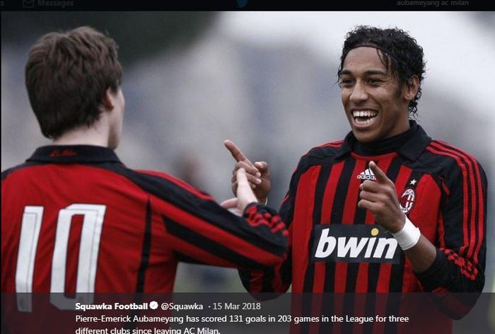 Pierre-Emerick Aubameyang saat membela AC Milan.