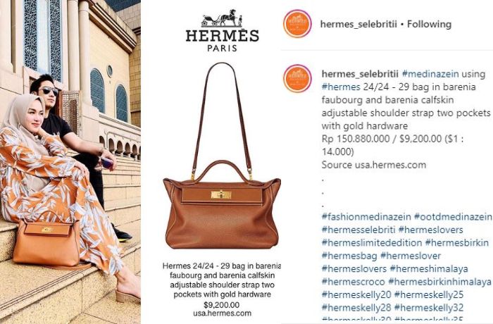Medina Zein tampil cantik tenteng tas harga ratusan juta rupiah koleksi dari brand Hermes