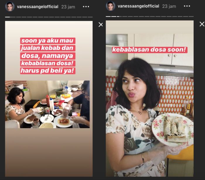 Vanessa Angel memamerkan kebab buatannya
