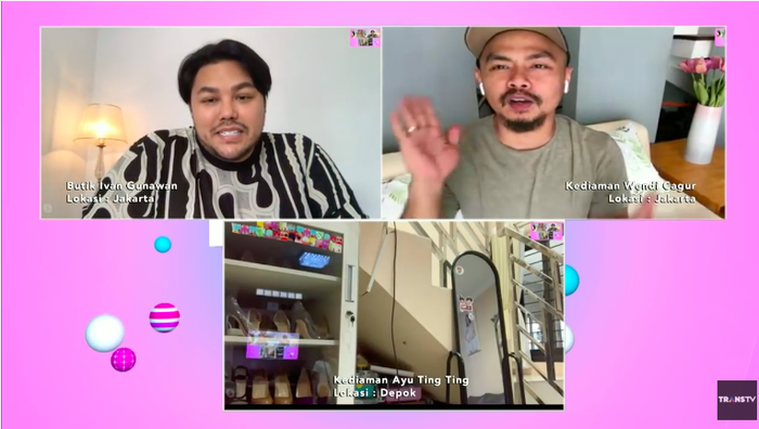 Ivan Gunawan dan Wendy Cagur membawakan acara Bronwnis secara live streaming