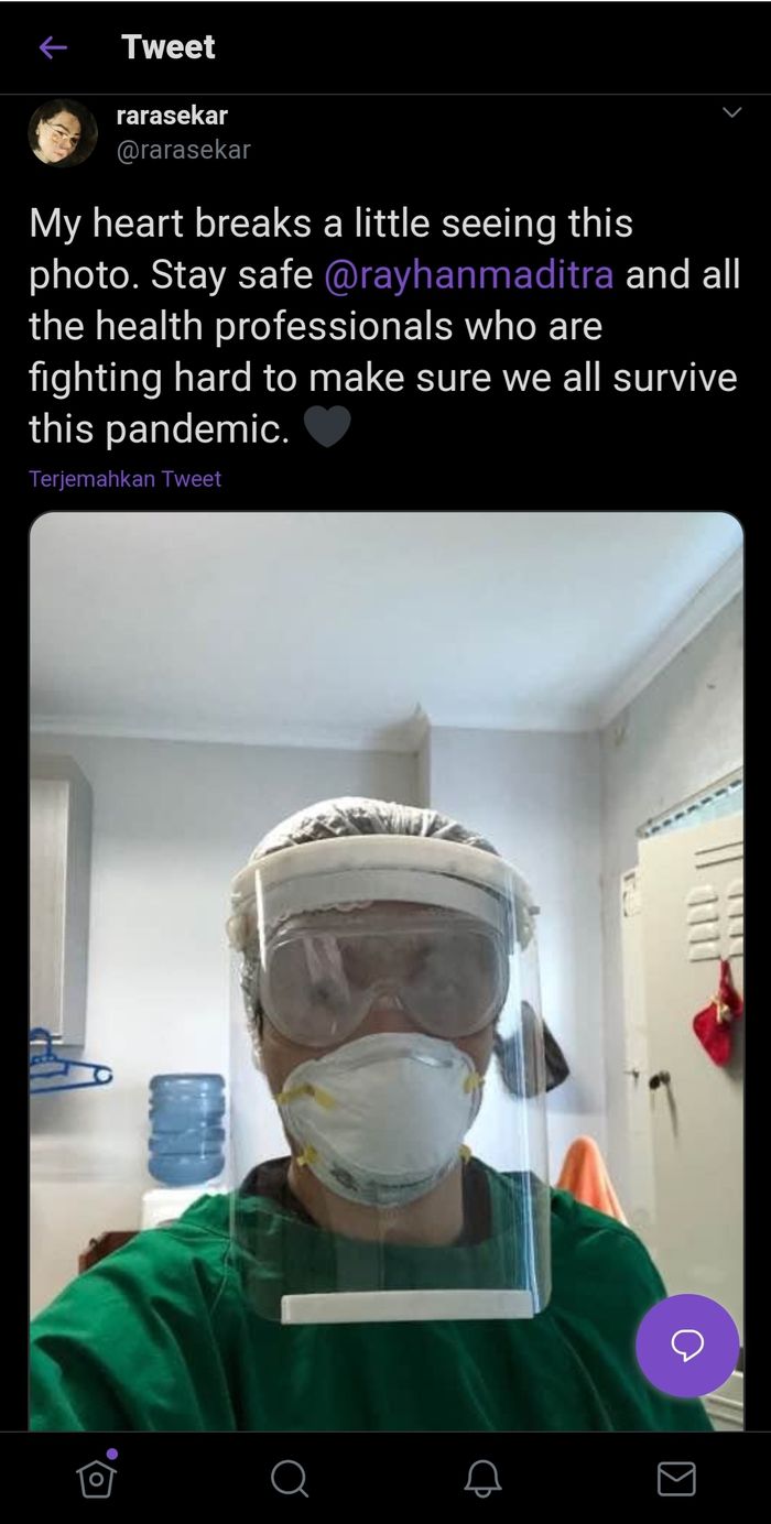 Dukungan Rara Sekar terhadap Rayhan Maditra melalui akun Twitter.