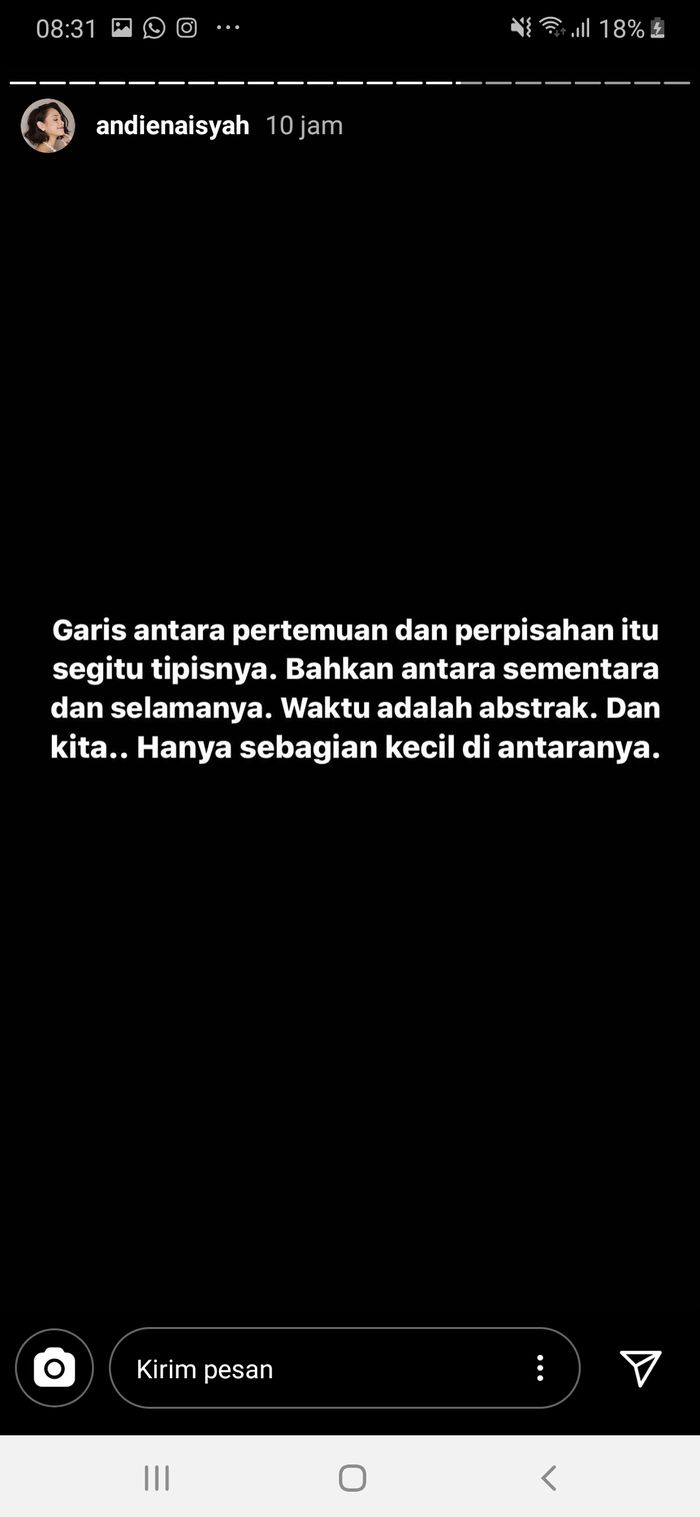 Unggahan Andien tentang lagu barunya yang ternyata menjadi lagu yang ia persembahkan untuk Glenn Fredly.