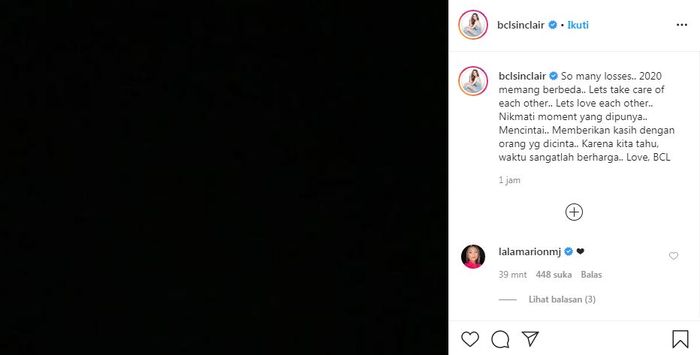 Postingan Bunga Citra Lestari tentang kehilangan yang dialami banyak orang di 2020.