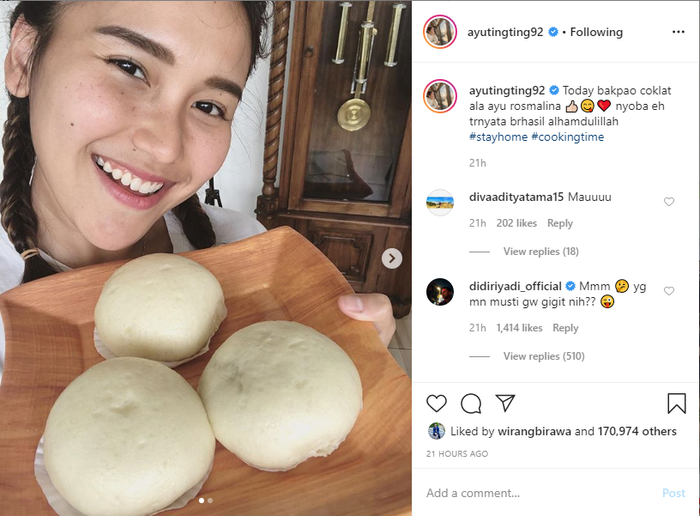 Ayu TIng TIng pamer bakpao buatannya di Instagram
