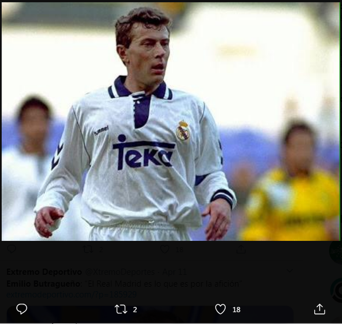 Emilio Butragueno semasa berseragam Real Madrid.