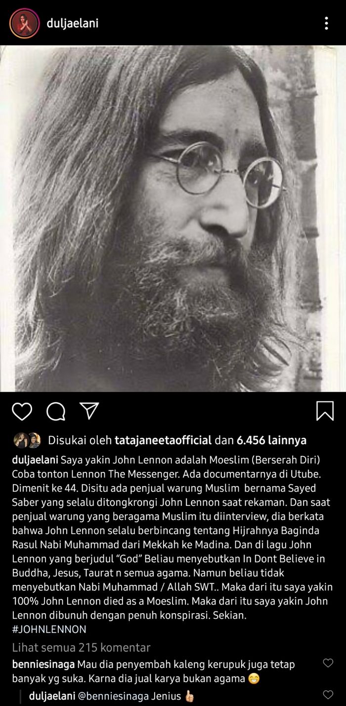 Pendapat Dul Jaelani tentang John Lennon.