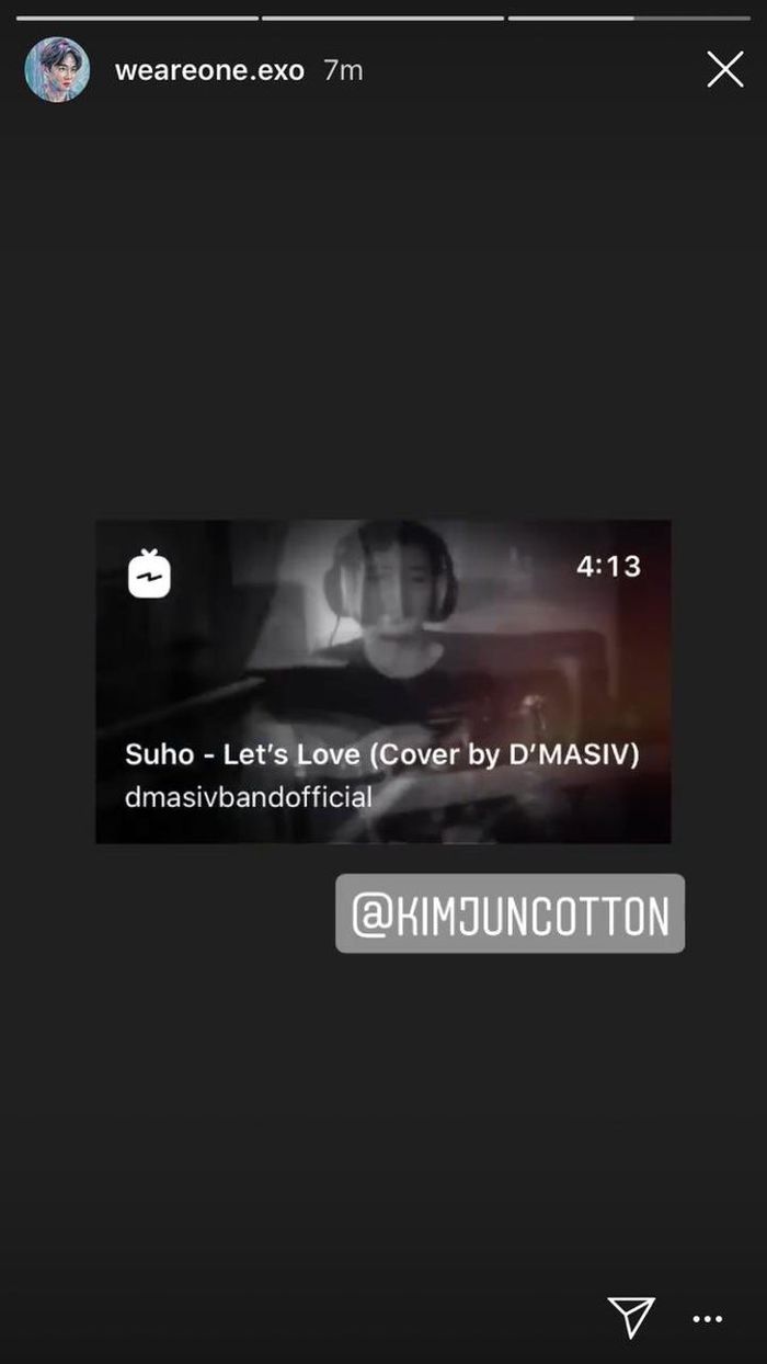 Akun Instagram EXO mempromosikan video cover grup band D'Masiv