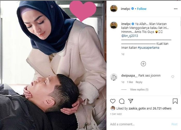 Imel unggah potret dengan pria di laman Instagram