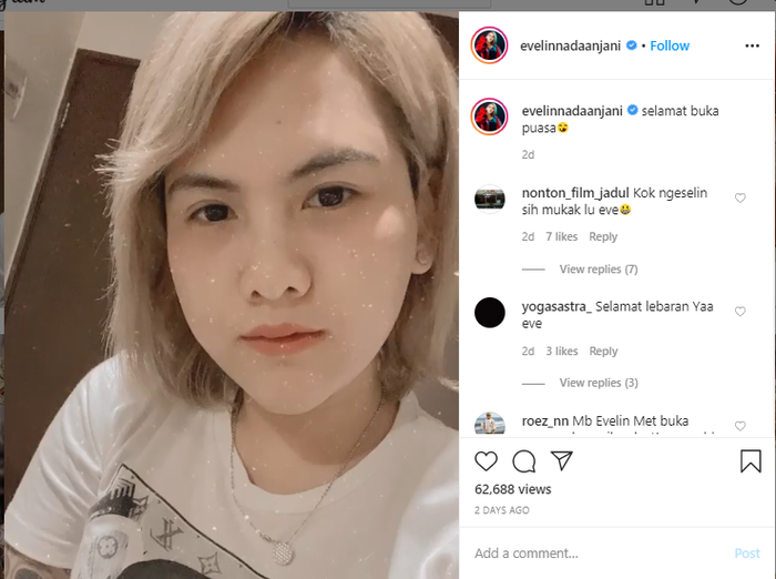 Postingan Evelyn Nada Anjani