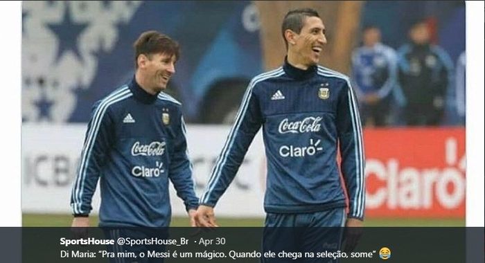 Angel Di Maria dan Lionel Messi di timnas Argentina.