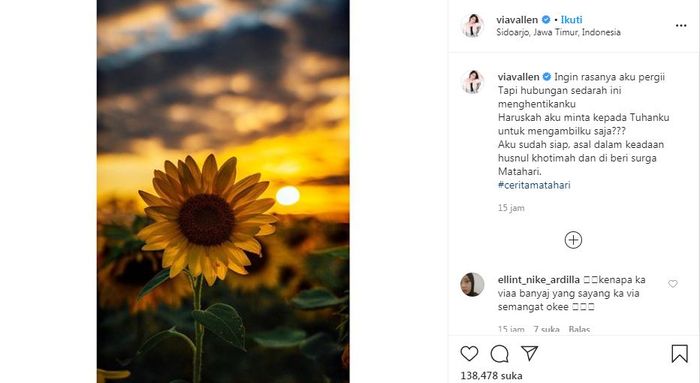 Via Vallen  membahas soal kematian yang terhalang oleh hubungan sedarah.