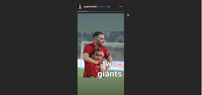 Unggahan pelatih Persija Jakarta, Sergio Farias, di akun Instagram pribadinya (10/5/2020). 