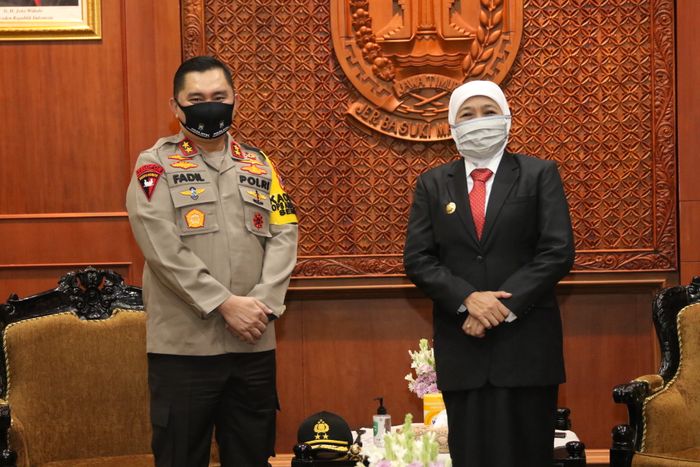 Gubernur Khofifah Sambut Irjen Fadil Sebagai Kapolda Jatim Baru