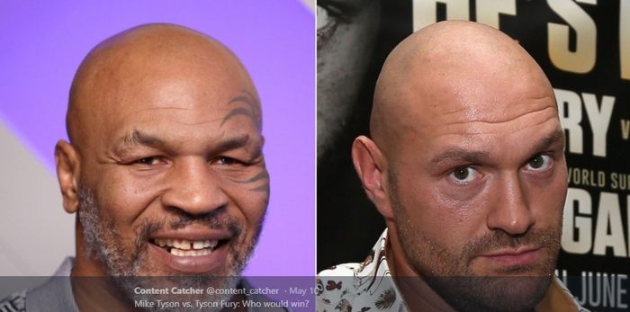 Kolase dua petinju kelas berat, Mike Tyson (kiri) dan Tyson Fury (kanan).