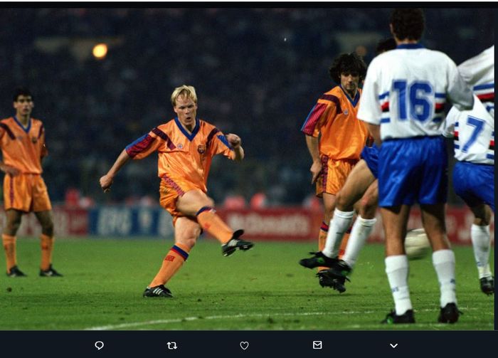 Ronald Koeman mencetak gol kemenangan Barcelona atas Sampdoria di final Liga Champions 1991-1992.