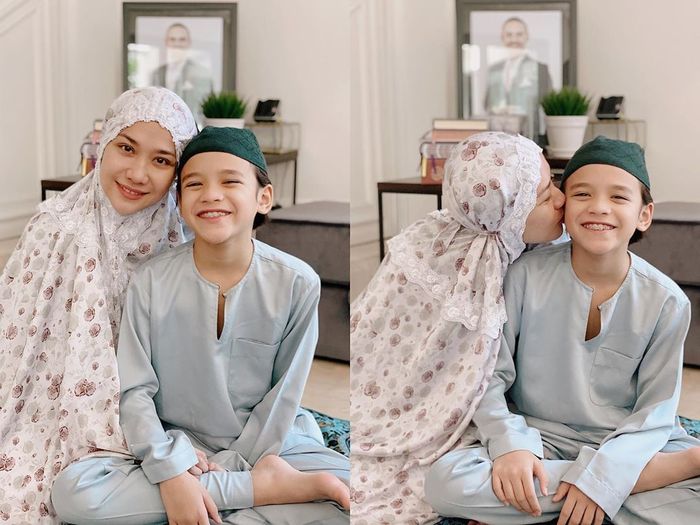 Penampilan terbaru BCL saat lebaran bersama putranya Noah Sinclair dan bingkai foto mendiang Ashraf Sinclair