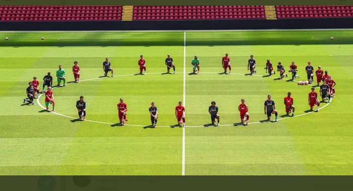 Pemain Liverpool memperlihatkan solidaritas untuk kasus kematian George Floyd di Amerika Serikat.